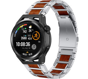 Strap-it Bracelet bois/acier Huawei Watch GT Runner (argent)