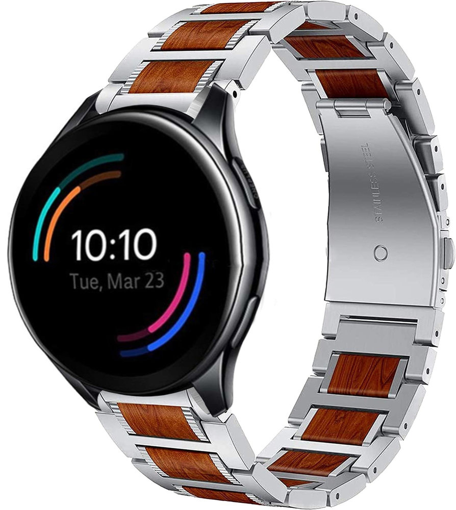 Strap-it Strap-it Bracelet bois/acier OnePlus Watch (argent)