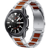 Strap-it Bracelet bois/acier Samsung Galaxy Watch 3 45mm (argent)