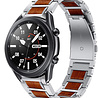Strap-it Strap-it Bracelet bois/acier Samsung Galaxy Watch 3 45mm (argent) Strap-it Strap-it Bracelet bois/acier Samsung Galaxy Watch 3 45mm (argent)