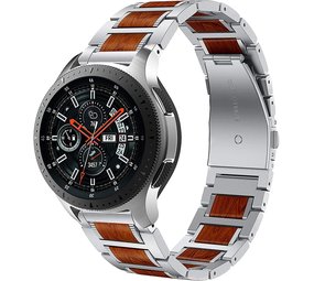 Strap-it Bracelet bois/acier Samsung Galaxy Watch 46mm (argent)