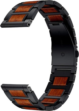 Strap-it Strap-it Bracelet bois/acier Xiaomi Mi Watch (noir)
