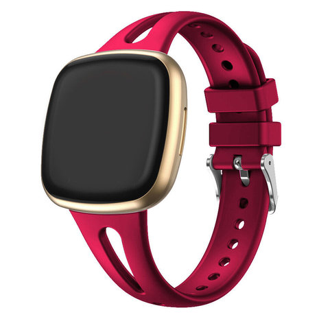 Bracelet silicone de luxe Fitbit Sense (rose-rouge) - Braceletsmartwatch.fr