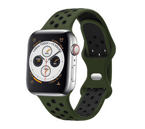 Strap-it Bracelet Apple Watch sport (vert olive/noir)