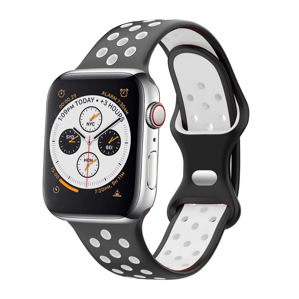 Bracelet Apple Watch sport (noir/blanc) Braceletsmartwatch.fr