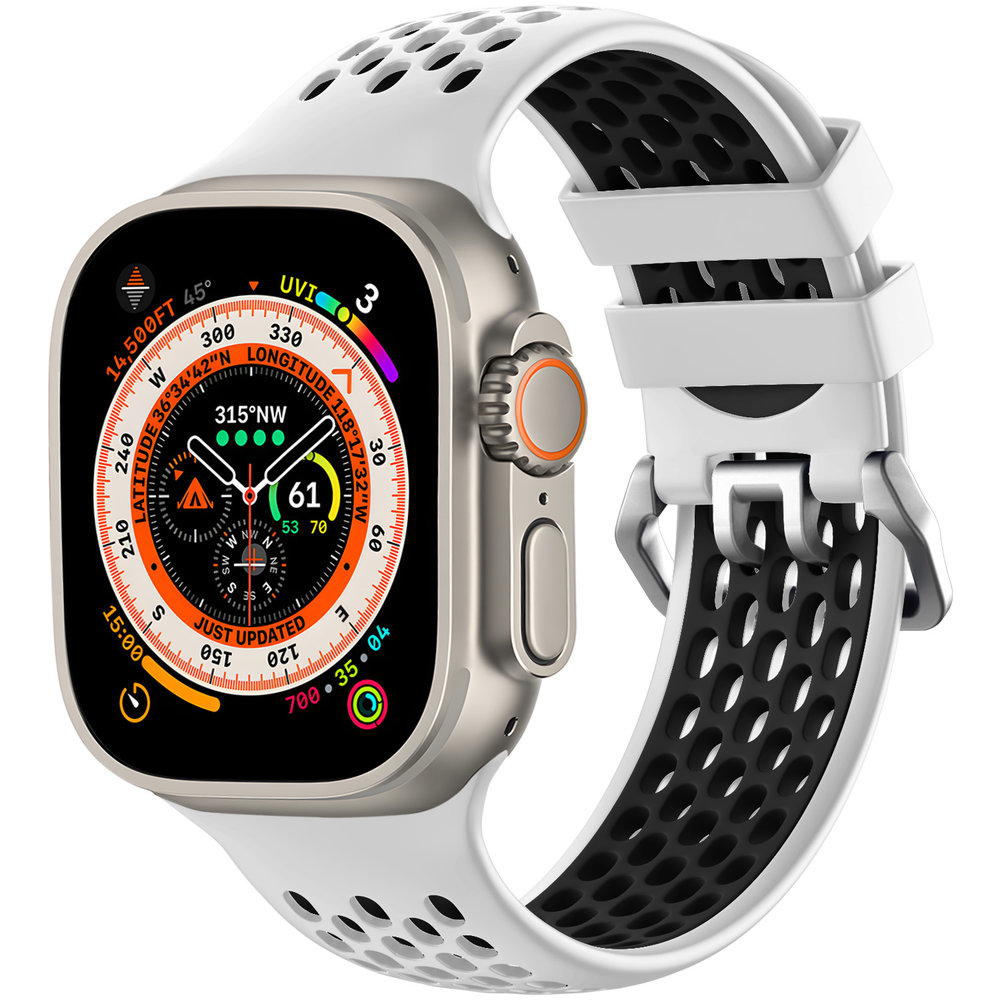 Strap-it Strap-it Bracelet à boucle sport Apple Watch (blanc/noir)