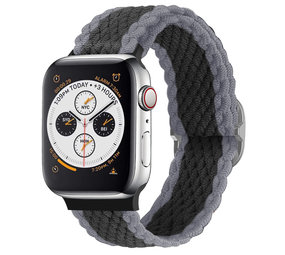 Strap-it Bracelet Apple Watch nylon tissé réglable (noir/gris)