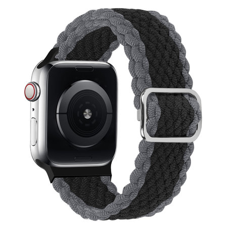 Strap-it Strap-it Bracelet Apple Watch nylon tissé réglable (noir/gris)