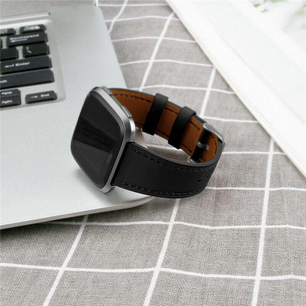 Strap-it Strap-it Bracelet cuir Fitbit Versa (noir)