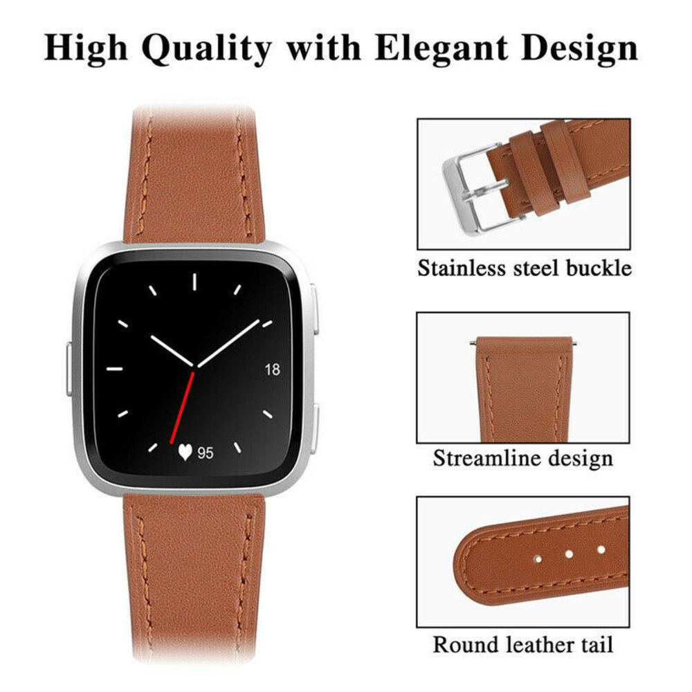 Strap-it Strap-it Bracelet cuir Fitbit Versa (marron élégant)