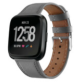 Strap-it Bracelet cuir Fitbit Versa (gris)
