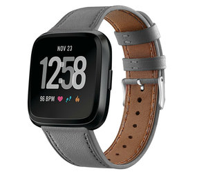 Strap-it Bracelet cuir Fitbit Versa (gris)