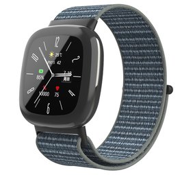 Strap-it Bracelet nylon Fitbit Versa 4 (gris/vert)