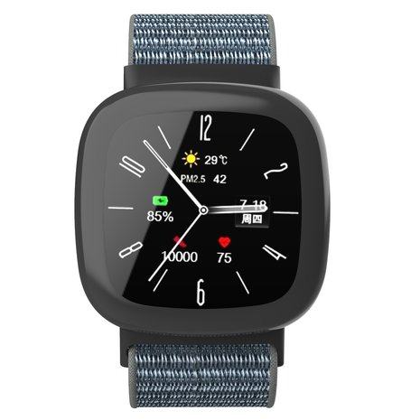 Strap-it Strap-it Bracelet nylon Fitbit Versa 4 (gris/vert)