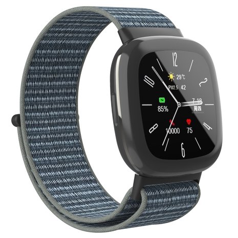 Strap-it Strap-it Bracelet nylon Fitbit Versa 4 (gris/vert)