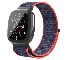Strap-it Bracelet nylon Fitbit Versa 4 (rose/indigo)