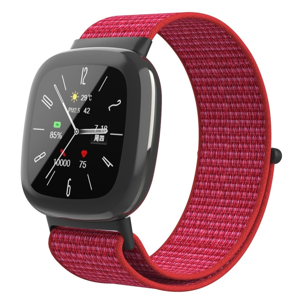 Bracelet nylon Fitbit Versa 4 (rouge) - Braceletsmartwatch.fr