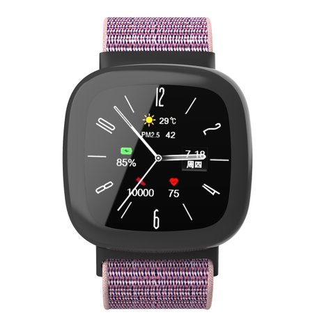 Strap-it Strap-it Bracelet nylon Fitbit Versa 4 (rose/violet)