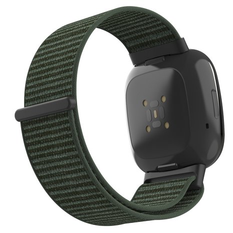 Strap-it Strap-it Bracelet nylon Fitbit Versa 4 (vert armée)