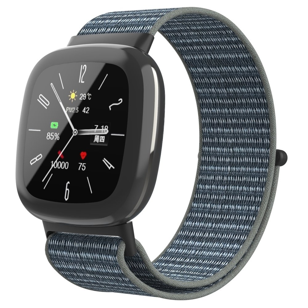 Strap-it Strap-it Bracelet nylon Fitbit Sense 2 (gris/vert)