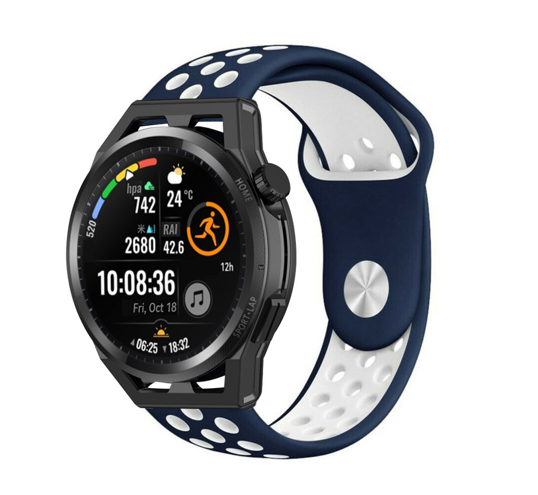Strap-it Strap-it Bracelet sport Huawei Watch GT (bleu/blanc) Strap-it Strap-it Bracelet sport Huawei Watch GT (bleu/blanc)
