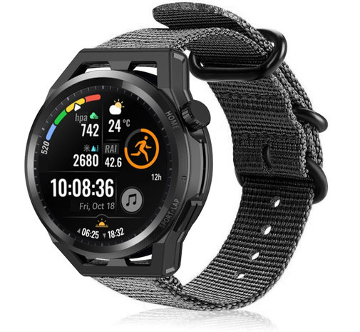 Strap-it Strap-it Bracelet nylon avec boucle Huawei Watch GT (noir) Strap-it Strap-it Bracelet nylon avec boucle Huawei Watch GT (noir)