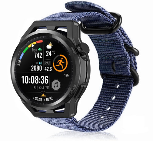Strap-it Strap-it Bracelet nylon avec boucle Huawei Watch GT (bleu)