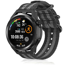 Strap-it Bracelet nylon avec boucle Huawei Watch GT (noir/gris)