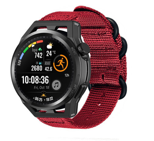 Strap-it Strap-it Bracelet nylon avec boucle Huawei Watch GT (rouge)