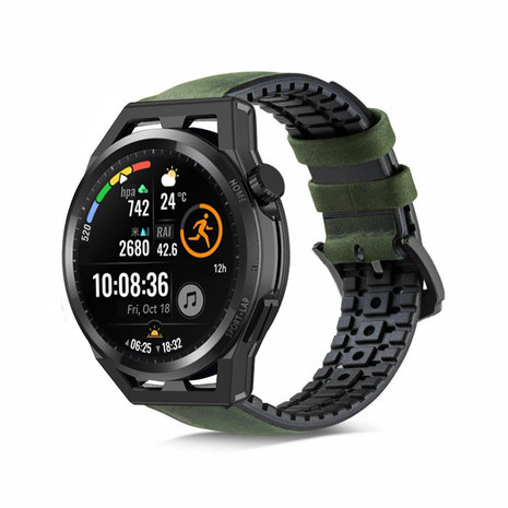 Strap-it Strap-it Bracelet cuir/silicone Huawei Watch GT (noir/vert)