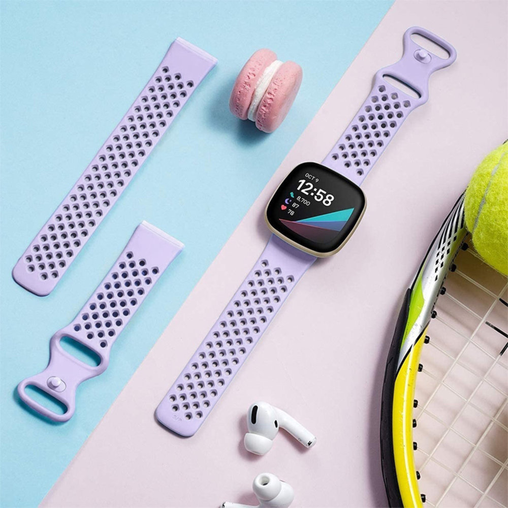 Strap-it Strap-it Bracelet silicone avec trous Fitbit Versa 4 (lilas)