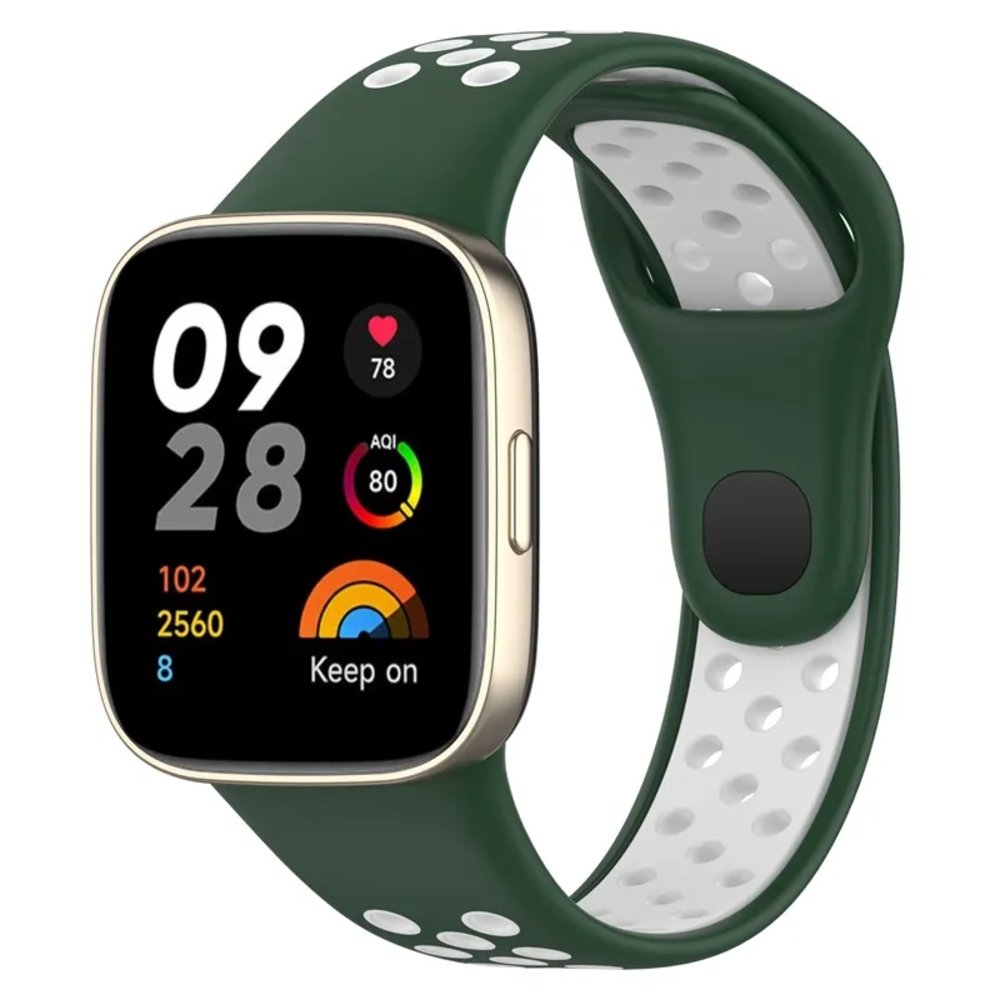 Strap-it Strap-it Bracelet sport Redmi Watch 3 (vert foncé/blanc)