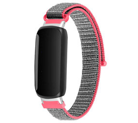 Strap-it Bracelet nylon Fitbit Inspire 3 (rose/gris)
