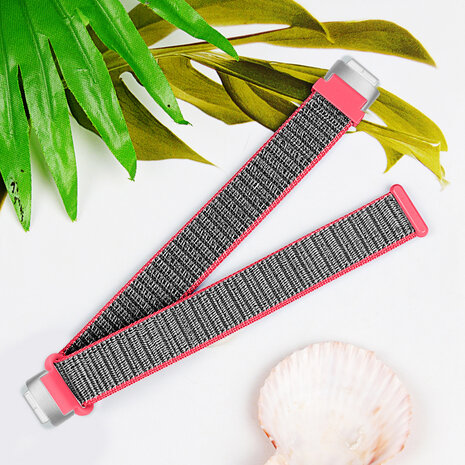 Strap-it Strap-it Bracelet nylon Fitbit Inspire 3 (rose/gris)