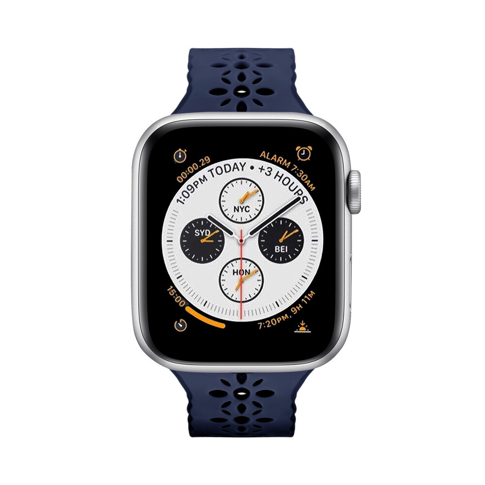 Strap-it Strap-it Bracelet silicone à motifs Apple Watch (bleu foncé)
