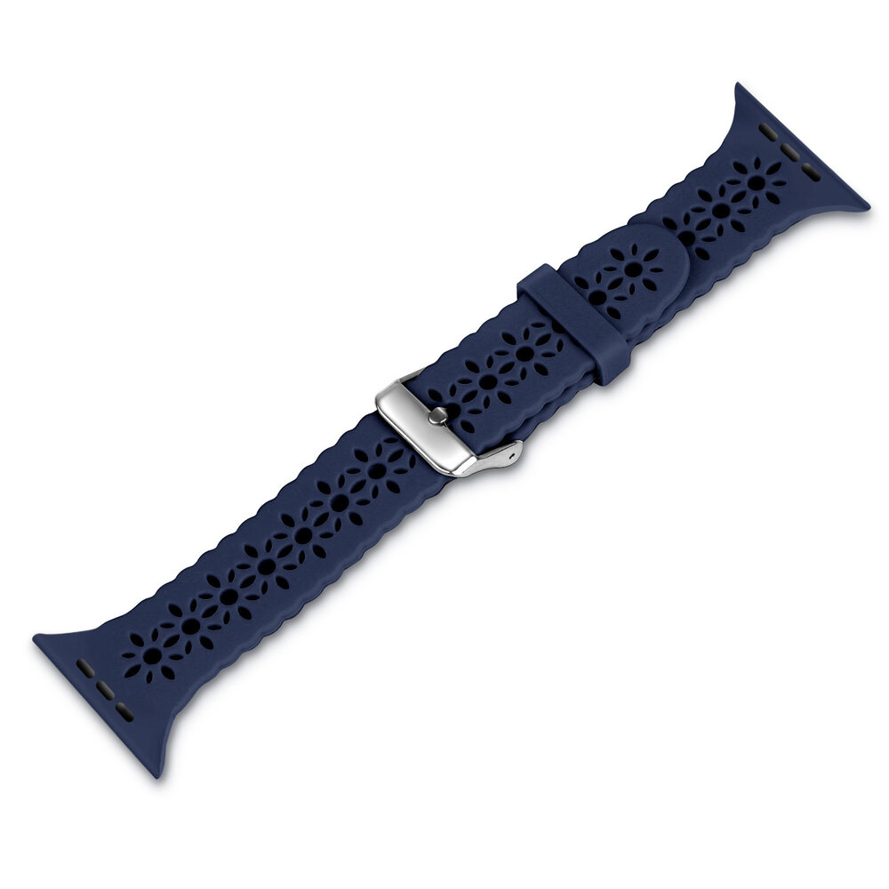 Strap-it Strap-it Bracelet silicone à motifs Apple Watch (bleu foncé)