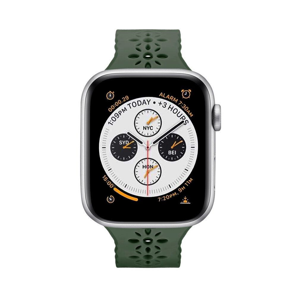 Strap-it Strap-it Bracelet silicone à motifs Apple Watch (vert foncé)