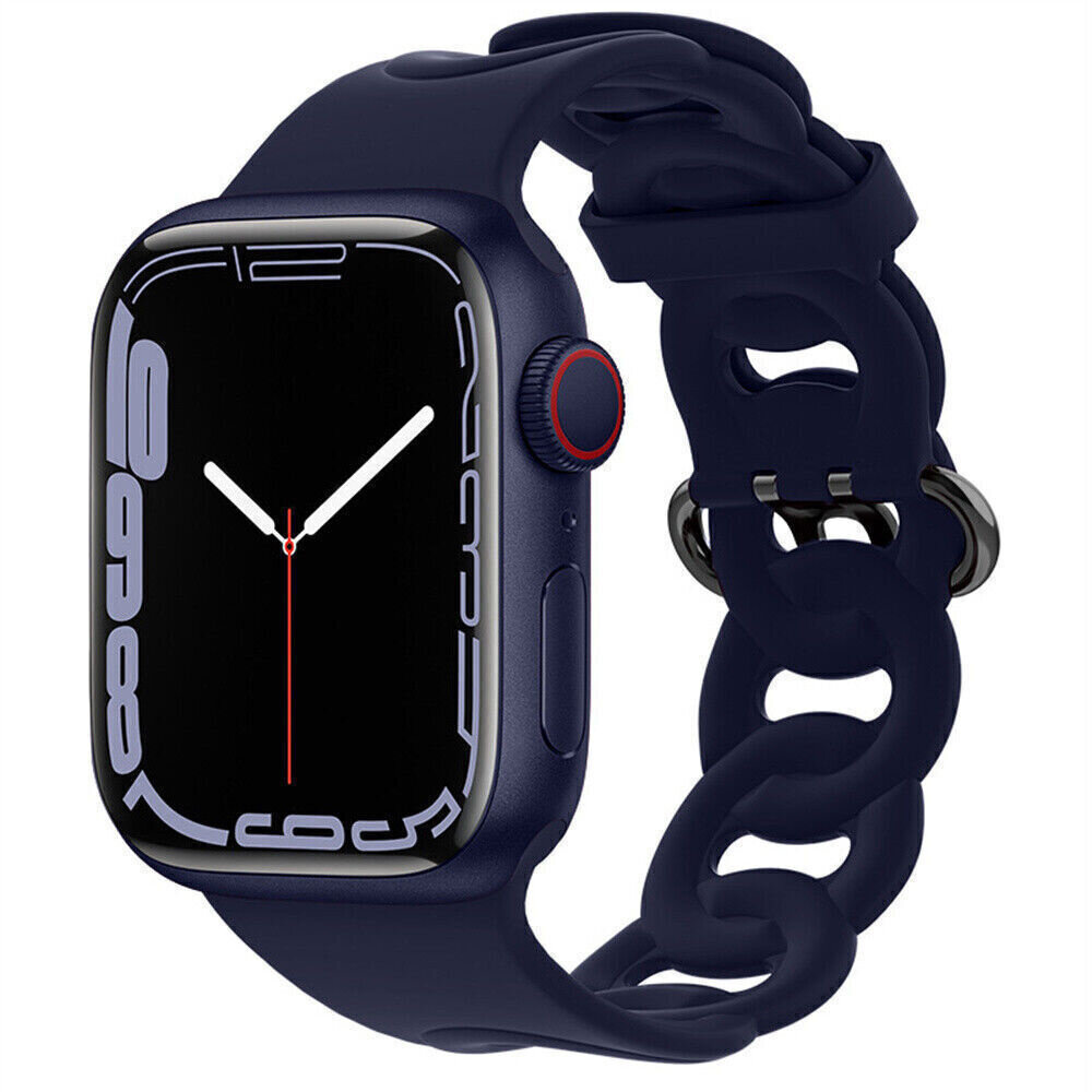 Strap-it Strap-it Bracelet silicone chaîne Apple Watch (bleu foncé)