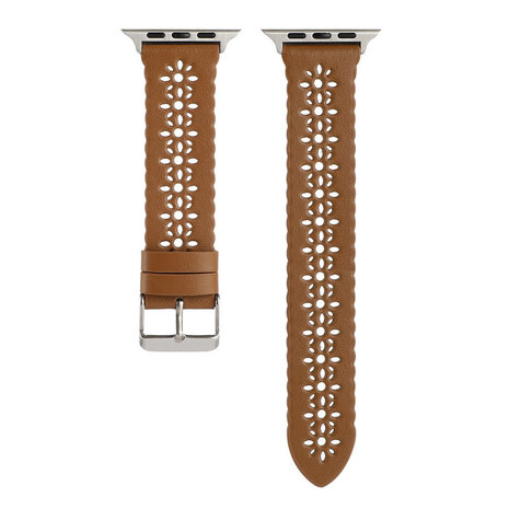 Strap-it Strap-it Bracelet cuir à motifs Apple Watch (marron)