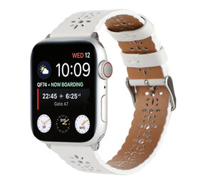 Strap-it Bracelet cuir à motifs Apple Watch (blanc)