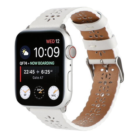 Strap-it Strap-it Bracelet cuir à motifs Apple Watch (blanc)