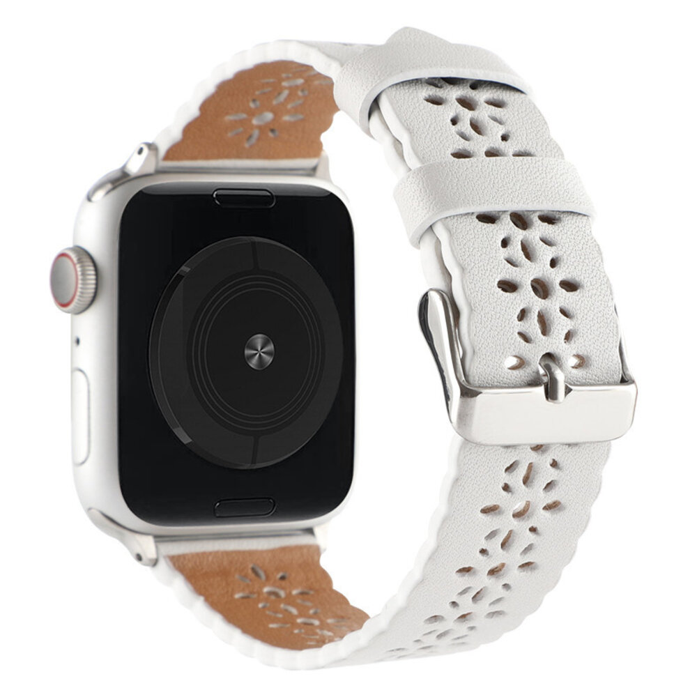 Strap-it Strap-it Bracelet cuir à motifs Apple Watch (blanc)