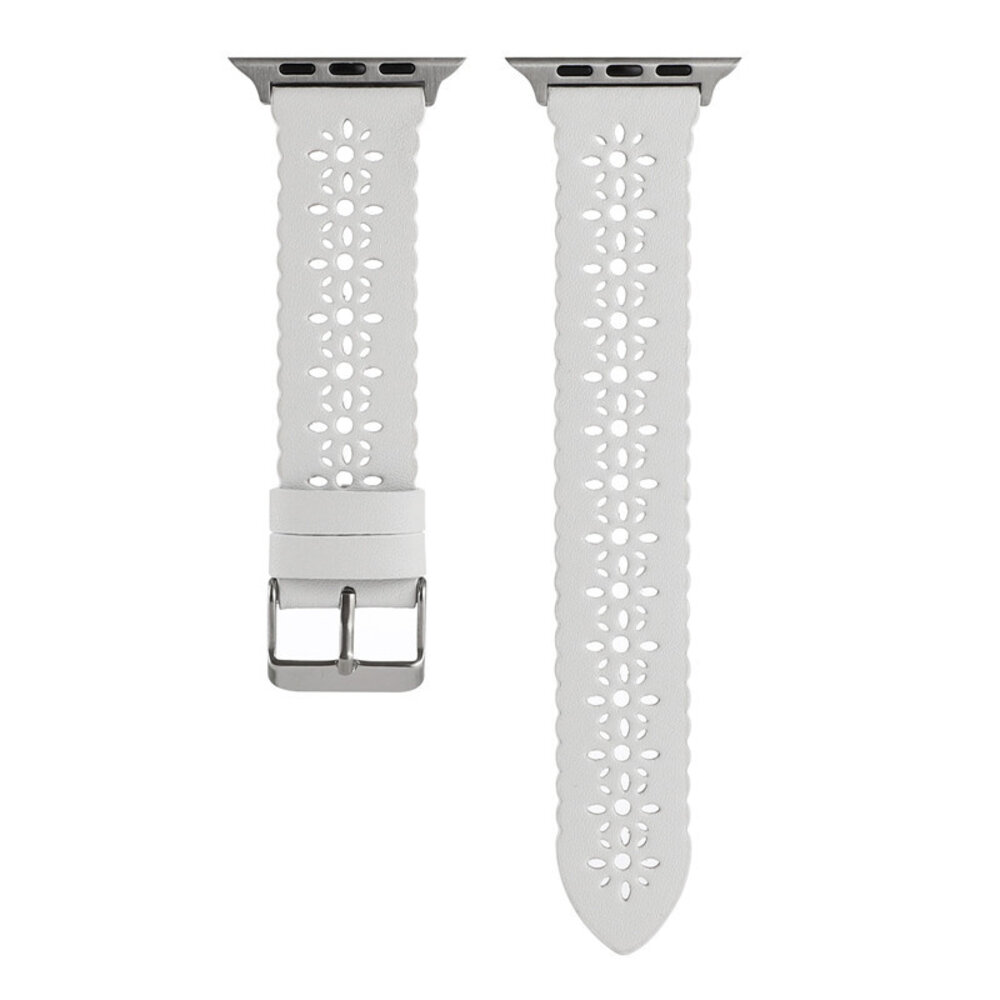 Strap-it Strap-it Bracelet cuir à motifs Apple Watch (blanc)