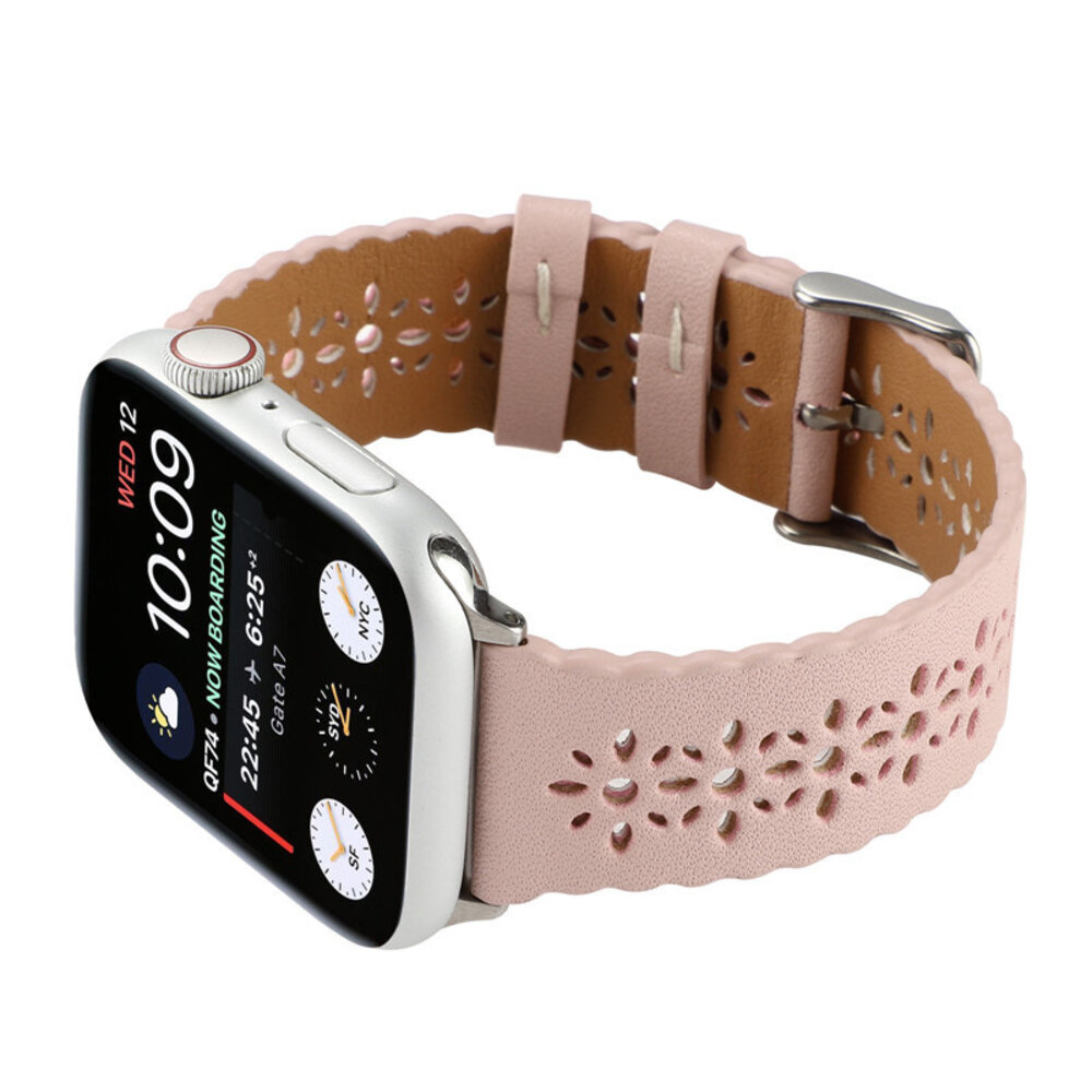 Strap-it Strap-it Bracelet cuir à motifs Apple Watch (rose)