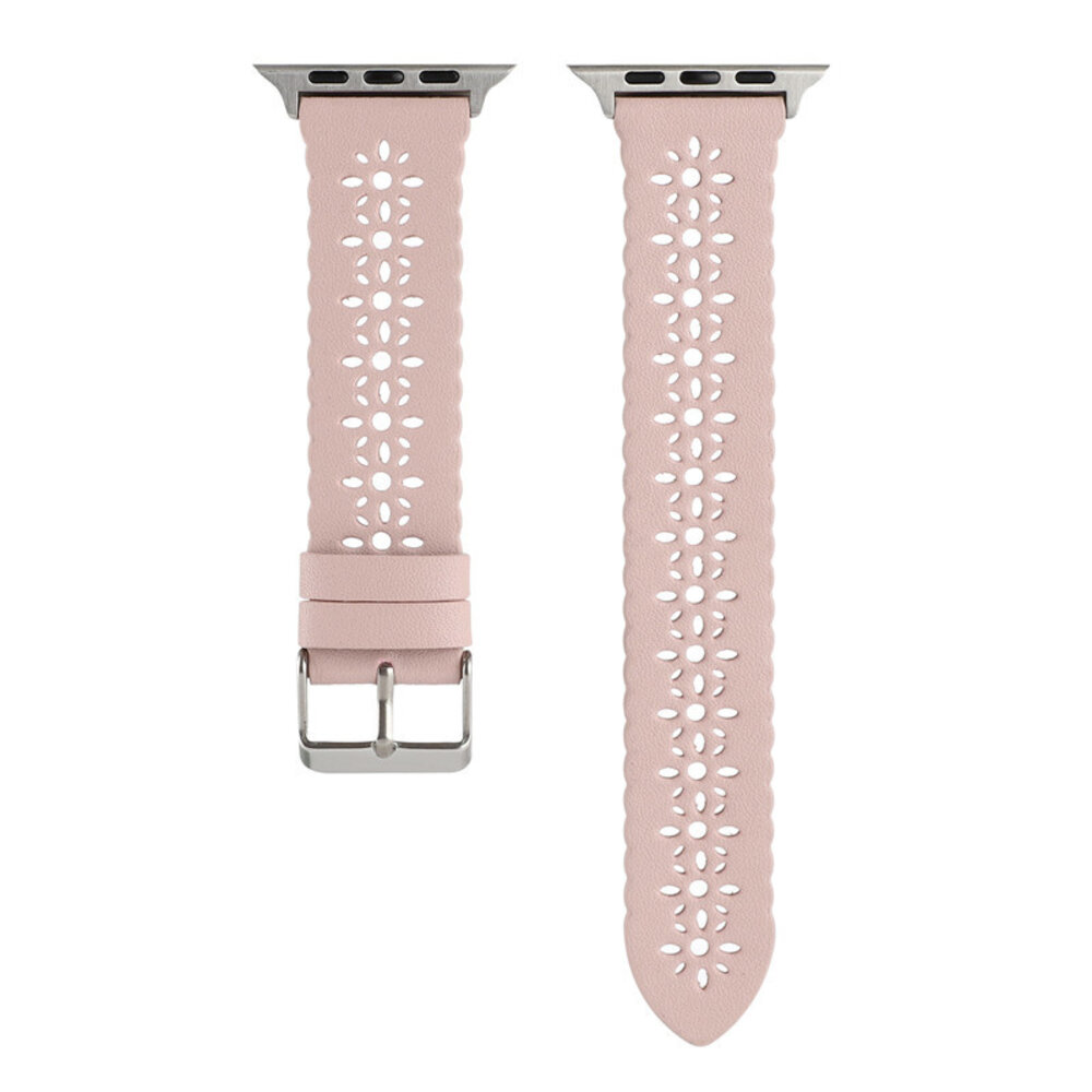 Strap-it Strap-it Bracelet cuir à motifs Apple Watch (rose)