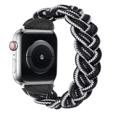 Strap-it Strap-it Bracelet nylon entortillé Apple Watch (noir/blanc)