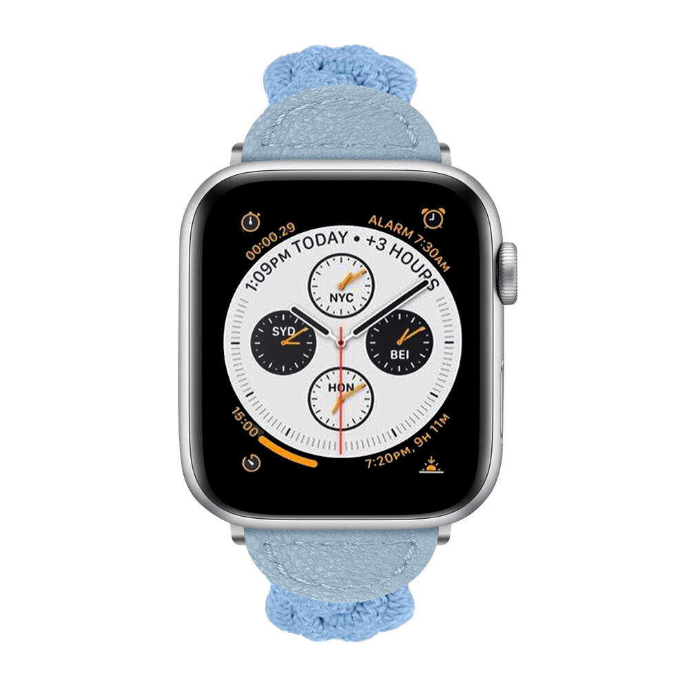 Strap-it Strap-it Bracelet nylon entortillé Apple Watch (bleu clair)