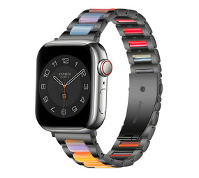 Strap-it Bracelet résine-acier Apple Watch (noir/arc-en-ciel)
