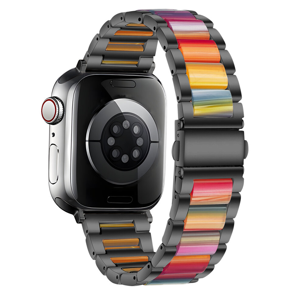 Strap-it Strap-it Bracelet résine-acier Apple Watch (noir/arc-en-ciel) Strap-it Strap-it Bracelet résine-acier Apple Watch (noir/arc-en-ciel)