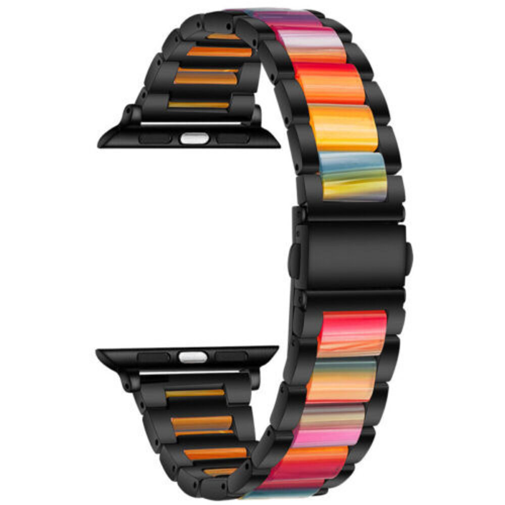 Strap-it Strap-it Bracelet résine-acier Apple Watch (noir/arc-en-ciel) Strap-it Strap-it Bracelet résine-acier Apple Watch (noir/arc-en-ciel)